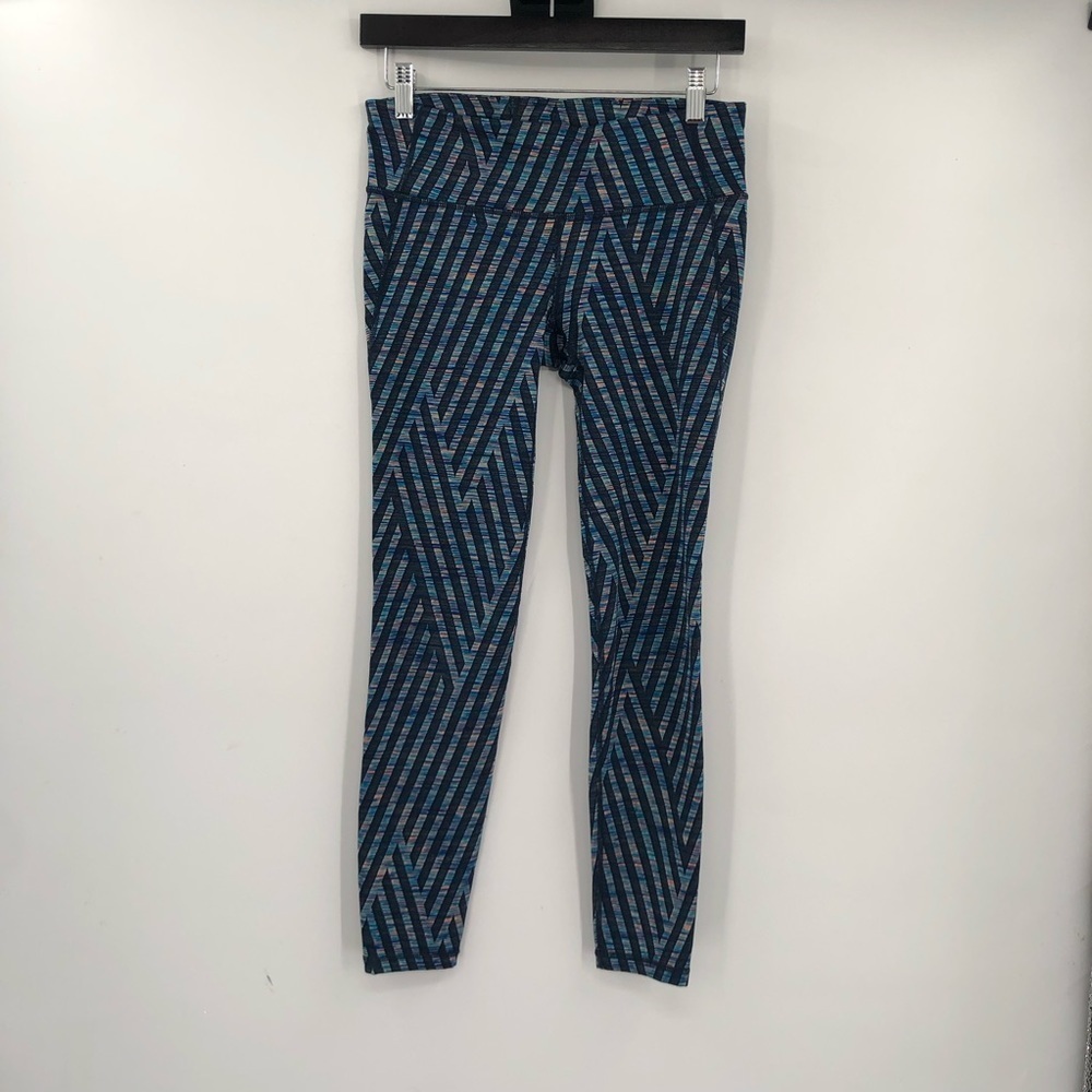 GAP FIT Leggings Turquoise Multicolor Striped Stripes Stretch Active Pant Women